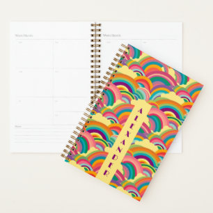 Retro-Regenbogen-Muster Personalisierter Name Planer
