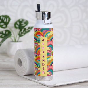 Retro-Regenbogen-Muster Personalisierter Name Trinkflasche
