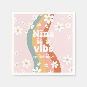 Retro Regenbogen Neun ist eine Stimmung Daisy 9. G Serviette