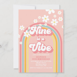 Retro Regenbogen Neun ist eine Stimmung Groovy 9. Einladung