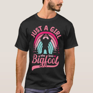 Retro Regenbogen Nur Ein Mädchen Das Bigfoot Liebt T-Shirt