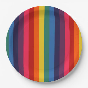 Retro Regenbogen Pappteller