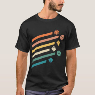 Retro-Regenbogen-Polyeder-Würfel-Set Colorsabletop T-Shirt
