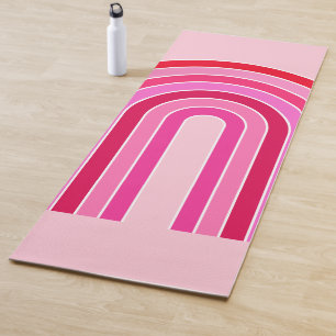 Retro-Regenbogen-Preppy-Rosa-und-Rot-Bogen Yogamatte