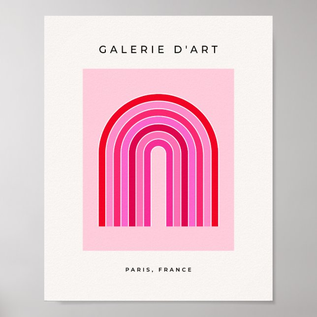 Retro-Regenbogen-Preppy-Rosa und Roter Pfeil Poster (Vorne)