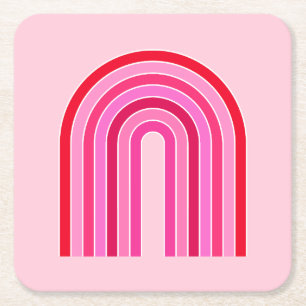 Retro-Regenbogen-Preppy-Rosa und Roter Pfeil Rechteckiger Pappuntersetzer