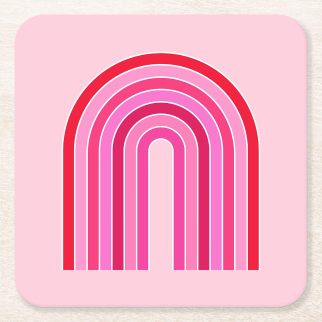 Retro-Regenbogen-Preppy-Rosa und Roter Pfeil Rechteckiger Pappuntersetzer (Vorderseite)