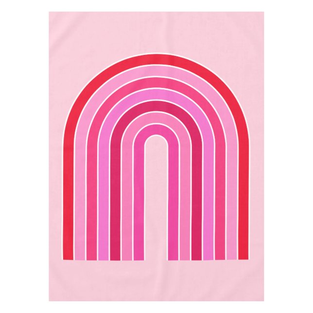 Retro-Regenbogen-Preppy-Rosa und Roter Pfeil Tischdecke (Vorderseite)