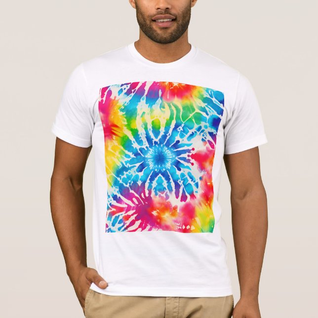 *~* Retro-Regenbogen Psychodelische Hipster-Gefärb T-Shirt (Vorderseite)