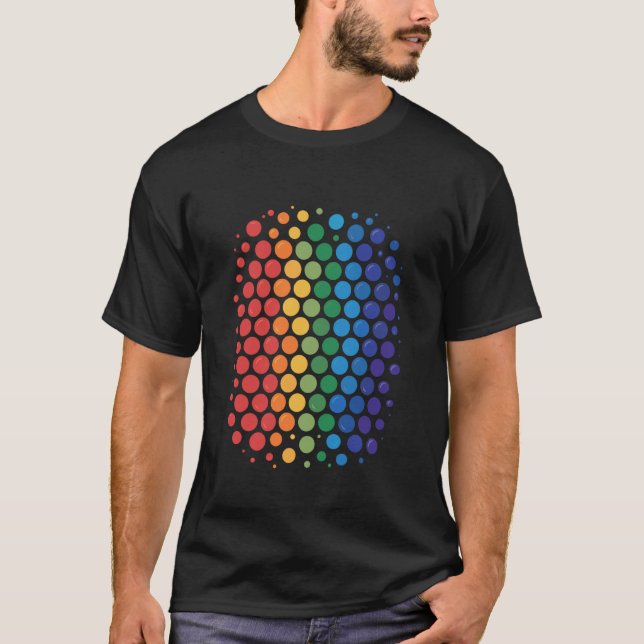 Retro-Regenbogen-Rasterpunktgitter T-Shirt (Vorderseite)