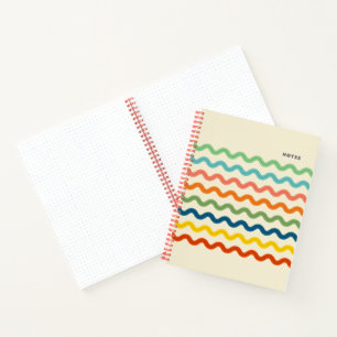 Retro-Regenbogen-Ric-Rac-Streifen mit individuelle Notizbuch
