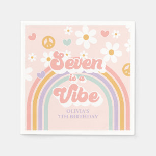 Retro Regenbogen Sieben ist eine Stimmung 7. Gebur Serviette