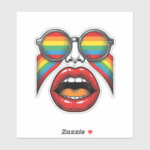 Retro-Regenbogen-Sonnenbrille Lippen Gesicht Vekto Aufkleber