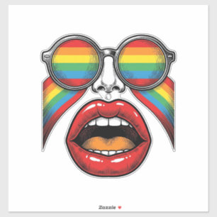 Retro-Regenbogen-Sonnenbrille Lippen Gesicht Vekto Aufkleber