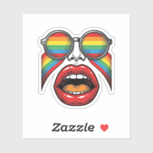 Retro-Regenbogen-Sonnenbrille Lippen Gesicht Vekto Aufkleber