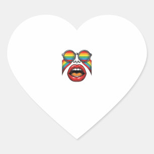 Retro-Regenbogen-Sonnenbrille Lippen Gesicht Vekto Herz-Aufkleber