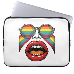 Retro-Regenbogen-Sonnenbrille Lippen Gesicht Vekto Laptopschutzhülle