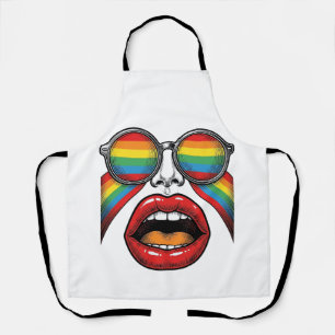 Retro-Regenbogen-Sonnenbrille Lippen Gesicht Vekto Schürze