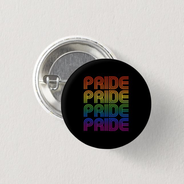 Retro Regenbogen Stolz Button (Vorne & Hinten)