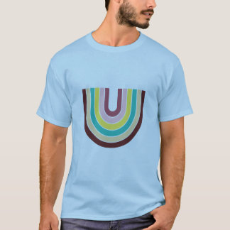 Retro-Regenbogen-U-Buchstabe-Minimalist-Vintage-T- T-Shirt