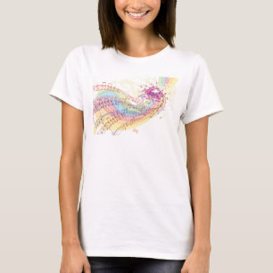 Retro-Regenbogen und Musiknoten T-Shirt