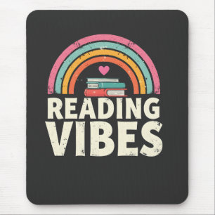 Retro-Regenbogen-Vintage-Buchliebhaber-Lesestimmun Mousepad