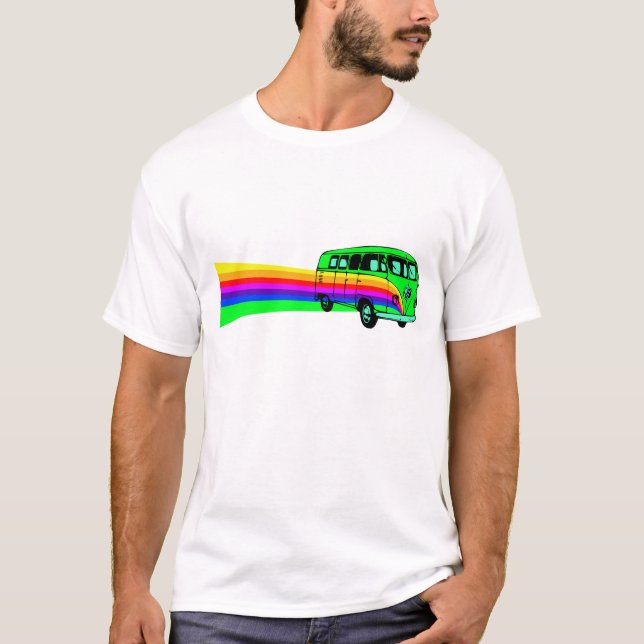 Retro Regenbogen Vintages Van T-Shirt (Vorderseite)