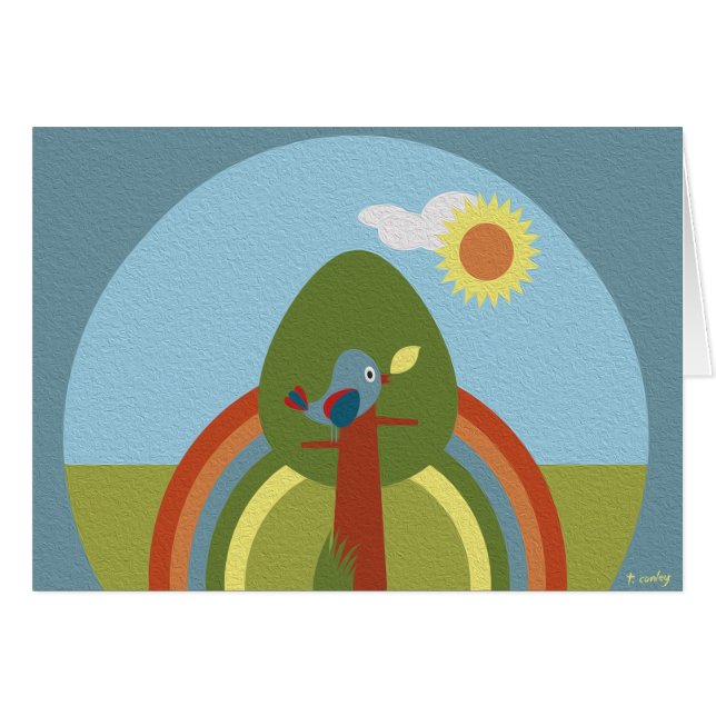 Retro Regenbogen-Vogel (Vorderseite (Horizontal))