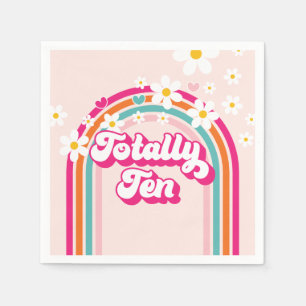 Retro-Regenbogen-Vollkommen-Zehn 10. Geburtstag Serviette