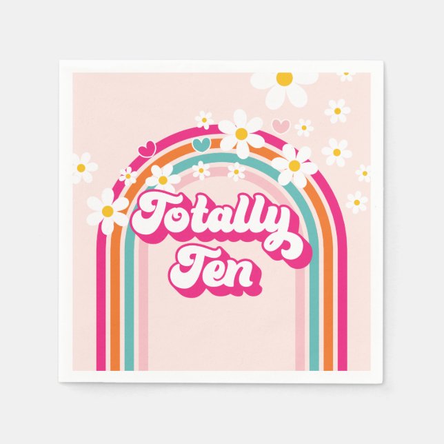 Retro-Regenbogen-Vollkommen-Zehn 10. Geburtstag Serviette (Vorderseite)