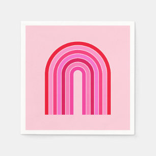 Retro-Regenbogen-Vorbereitung Pink und Roter Bogen Serviette