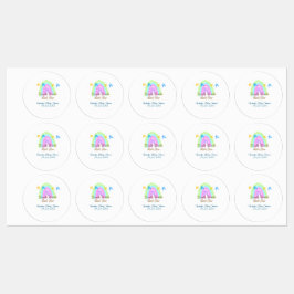 Retro Regenbogen winzige kleine Sterne Baby sh Etiketten