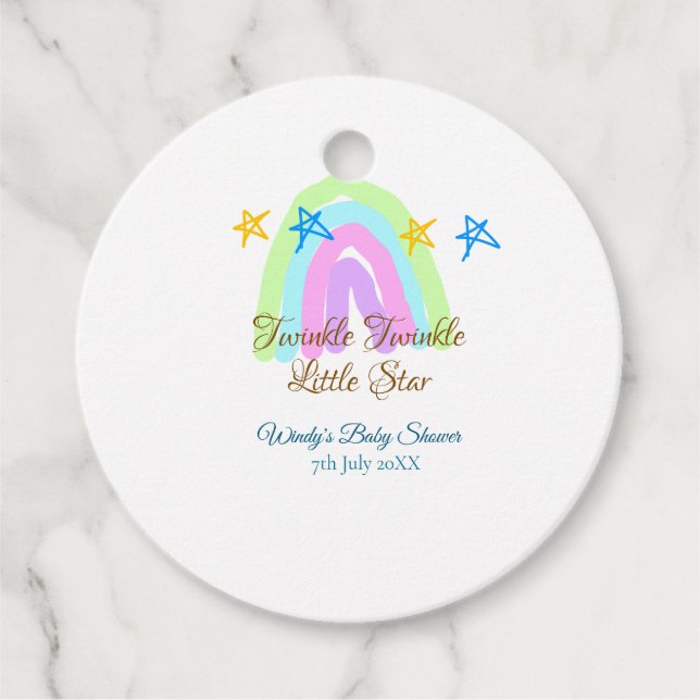 Retro Regenbogen winzige kleine Sterne Baby sh Geschenkanhänger (Vorderseite)