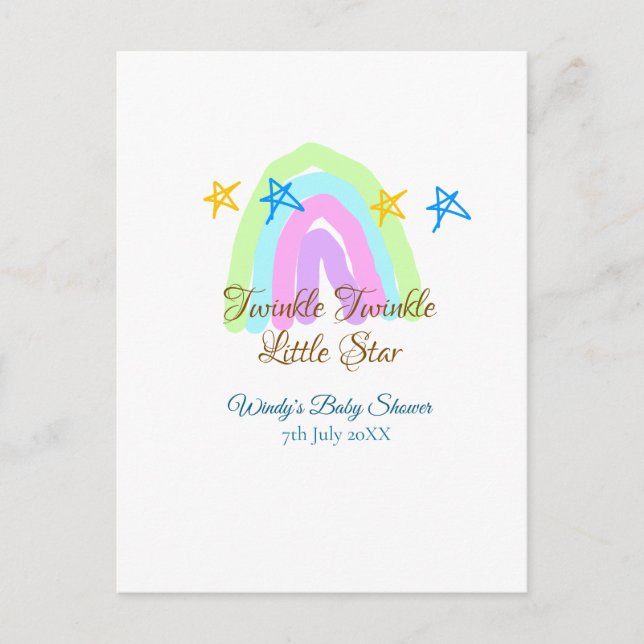 Retro Regenbogen winzige kleine Sterne Baby sh Postkarte (Vorderseite)