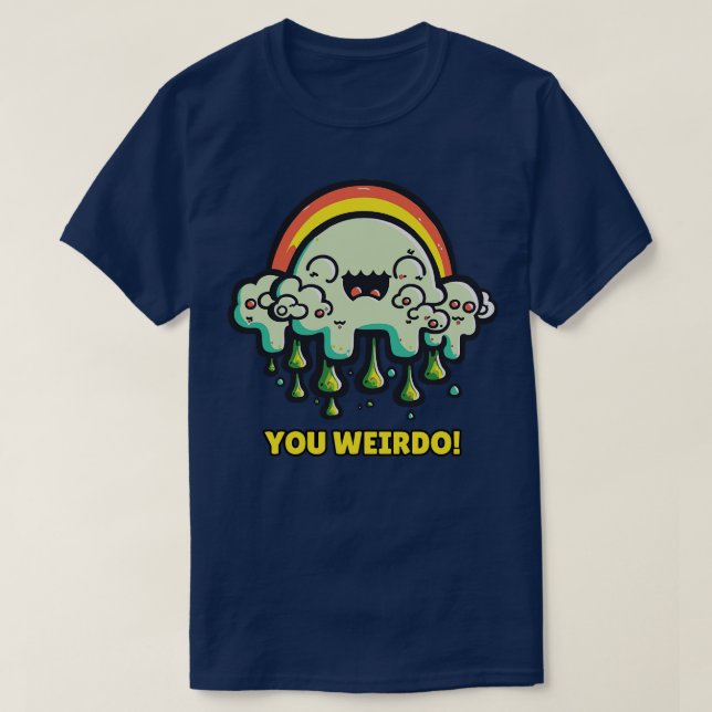 Retro-Regenbogen-Wolken-Sonderling T-Shirt (Design vorne)