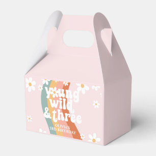 Retro-Regenbogen Young Wild Three Daisy 3. Geburts Geschenkschachtel