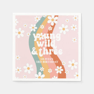 Retro Regenbogen Young Wild Three Daisy Serviette