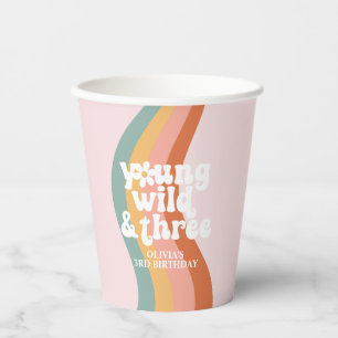 Retro Regenbogen Young Wild Three Gänseblümchen Pappbecher