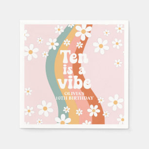 Retro-Regenbogen Zehn ist eine Stimmung Daisy 10. Serviette