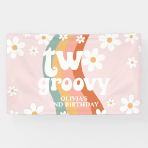 Retro-Regenbogen Zwei Groovy Daisy 2. Banner