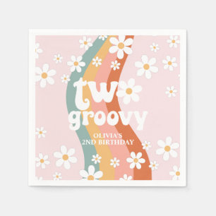Retro Regenbogen zwei Groovy Daisy Serviette
