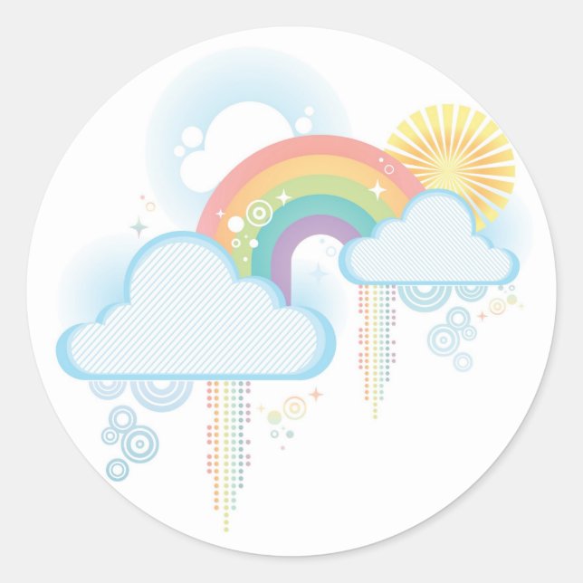 Retro-Regenbogendesign - Pastell Runder Aufkleber (Vorderseite)