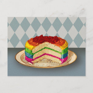 Retro-Regenbogenkuchen Postkarte
