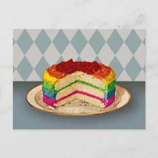 Retro-Regenbogenkuchen Postkarte