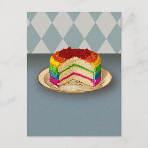 Retro-Regenbogenkuchen Postkarte