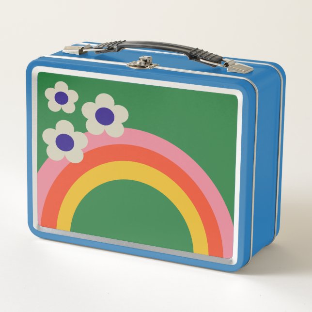 Retro RegenbogenLunchbox Metall Brotdose (Vorderseite)