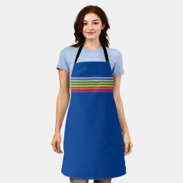 Retro-Regenbogenstreifen auf blau Schürze