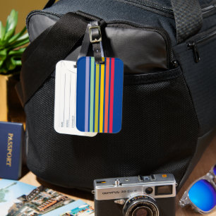 Retro-Regenbogenstreifen Blau Gepäckanhänger