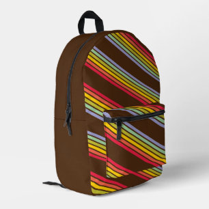 Retro-Regenbogenstreifen Braun Vintage Bedruckter Rucksack