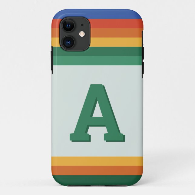 Retro-Regenbogenstreifen-Monogramm Case-Mate iPhone Hülle (Rückseite)